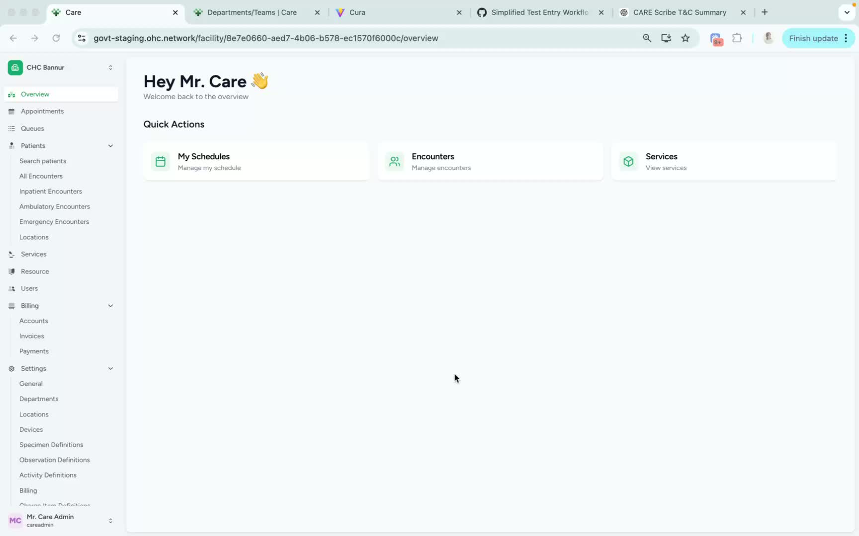 To Create an Encounter in CARE - Care Platform Documentation