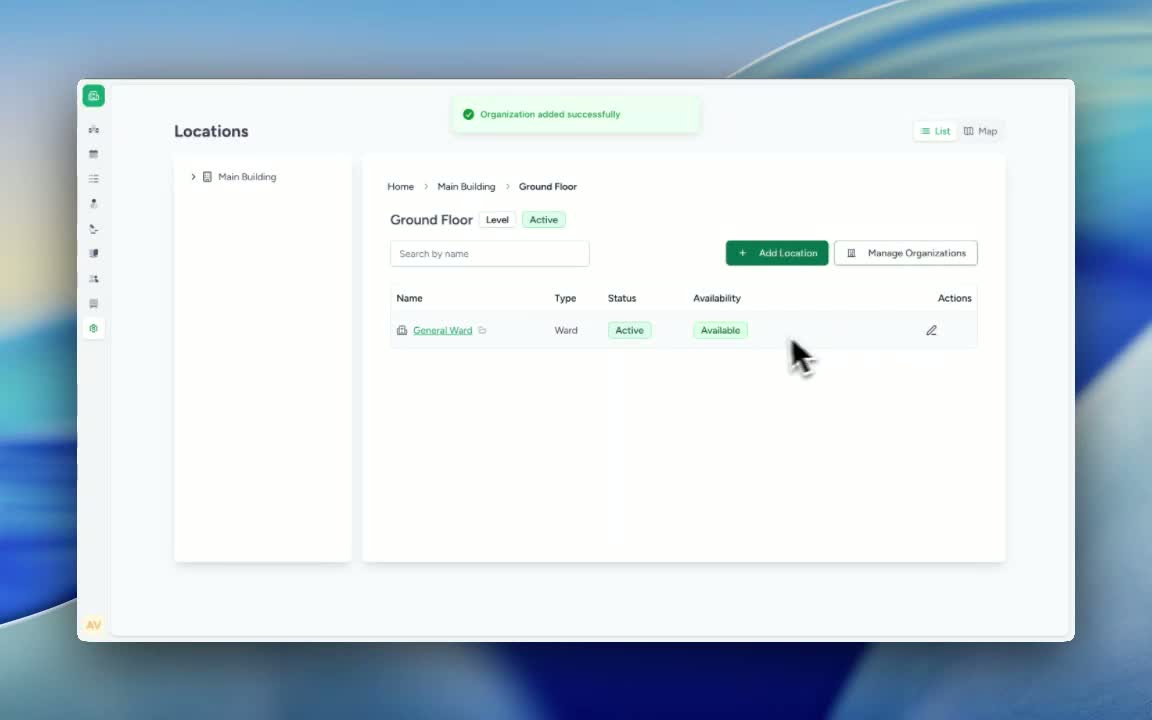 Link Departments to Location - Care Platform Documentation